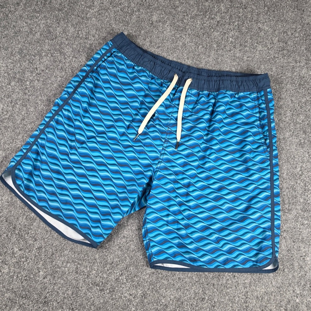 Fair Harbor Swim Trunks Mens XXL Blue Wave Print Compression Lined